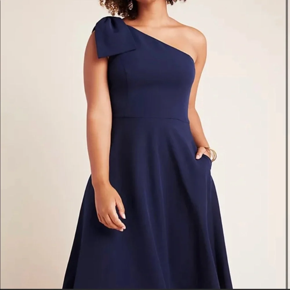Gal Meets Glam Royal Blue One Shoulder Bow Dress - Picture 4 of 11